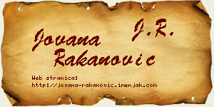 Jovana Rakanović vizit kartica